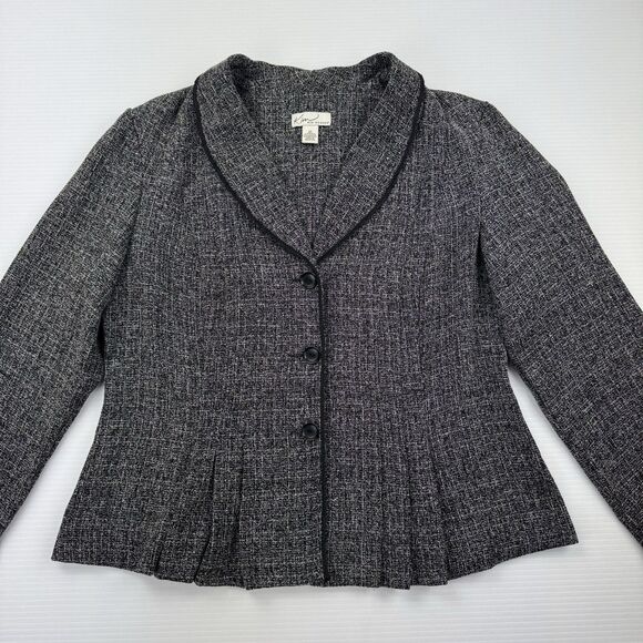 Kim Rogers Gray Tweed Blazer Jacket Women’s Size 12 Classic Fit Dress Career - Picture 12 of 12